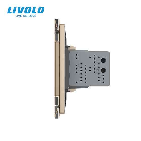 Розетка універсальна з USB розеткою Livolo золотий скло (VL-C7C1AUSB-13) Коломыя