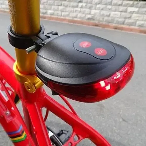 Ліхтар на велосипед задній 5 LED 2 лазери 7 режимів роботи для LED світіння 260° на батарейках червоний Київ - фото 2