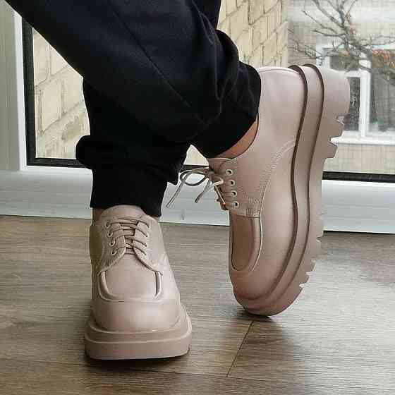 Жіночі Бежеві Туфлі Кросівки на Танкетці Сліпони Шкіряні Мокасини (розміри: 36,37,38,39,40,41) — 6-23х Дніпро