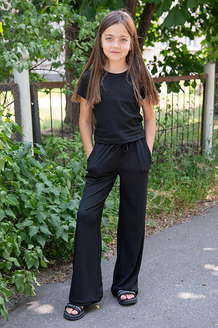 Костюм для дівчаток штани + футболка, бавовна, топ Київ - фото 1