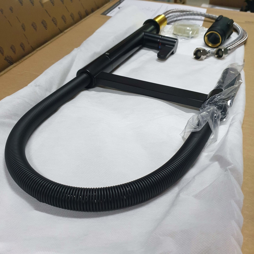 Змішувач для кухні з гнучким виливом IMPRESE PIVOT SS чорний/матовий f034 Київ - фото 4