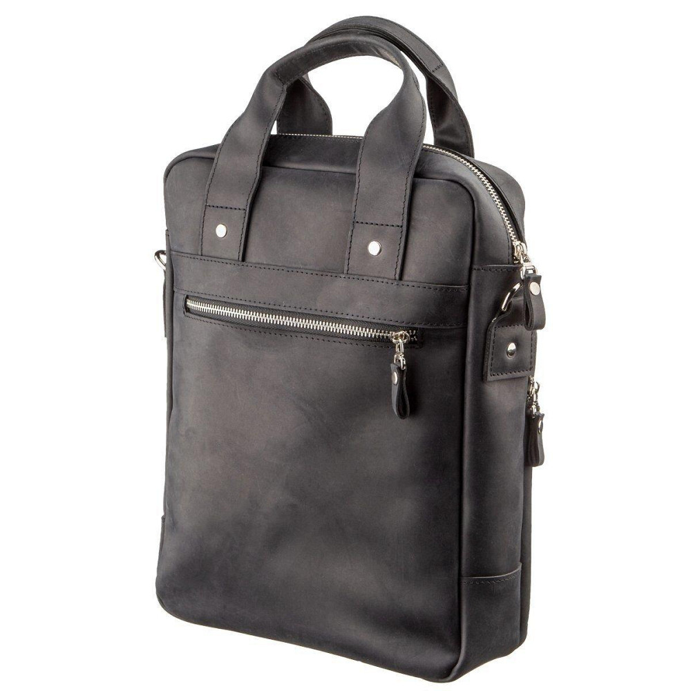 Чоловіча сумка вертикальна SHVIGEL 11169 під А4 матова Чорна Київ - фото 2