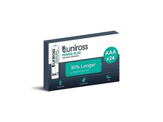 Батарейка лужна LR03/AAA 24шт Power Plus Alkaline AAA 1.5V - BX (в уп) ТМ UNIROSS Solmir Київ