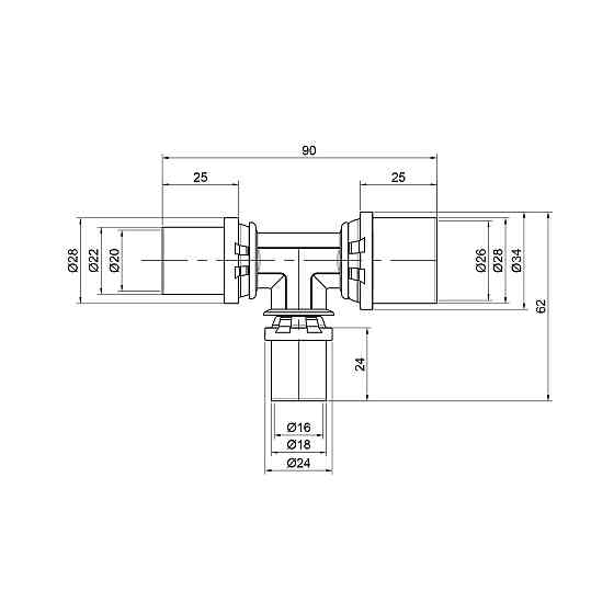 Тройник пресс Icma 20х16х26 №406 Киев