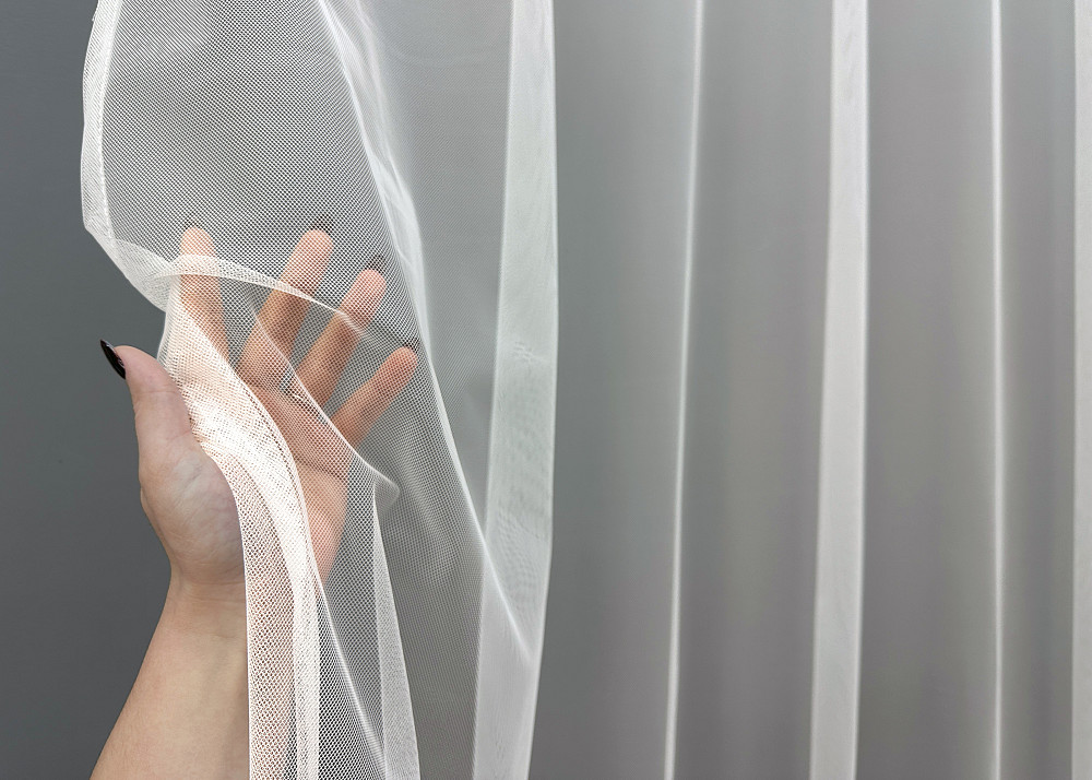 Тюль VR-Textil 1830т Грек-сетка с вышивкой и люрексом цвет Молочный с серым 300х270 см (42-0816) Киев - изображение 4