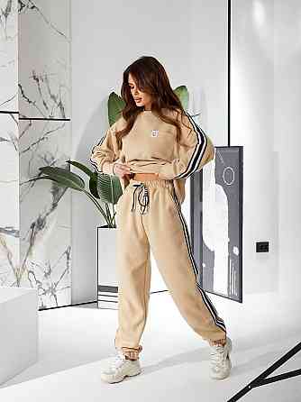 Женский стильный трендовый костюм двойка турецкая двухсторонняя ангора Бежевий, 42/46 Одесса