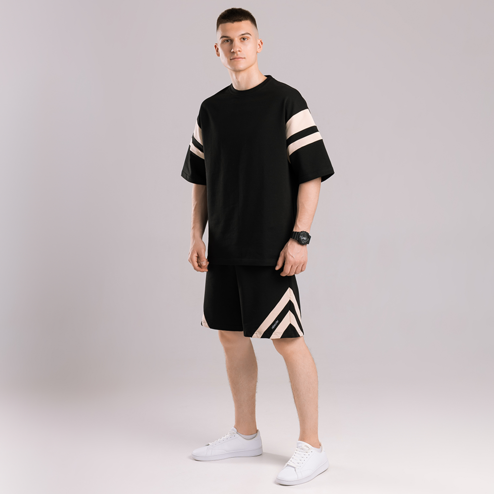 Мужской летний комплект шорты и футболка черный свободного кроя Pobedov Flow Киев - изображение 4