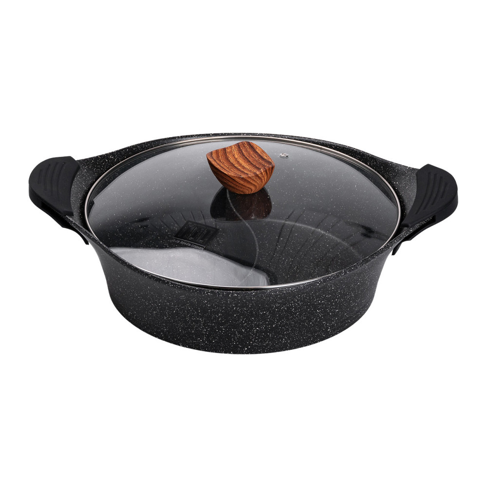 MGC Алюмінієва каструля Ø 30 см 2-ступінчасте мармурове антипригарне покриття Чорний MGC HP-4-4 Коломыя - изображение 1