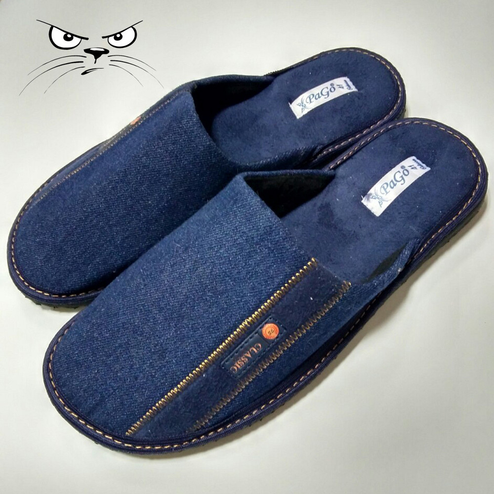 Тапочки чоловічі домашні джинсові закриті PaGo "Класик" Сині 42 Одесса - изображение 1
