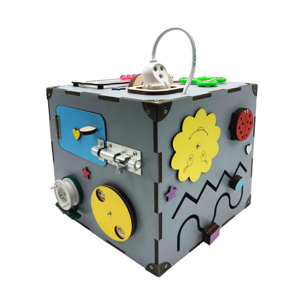 Розвиваюча іграшка Бізікуб Temple Group TG200165 23х23х23 см Сірий Вінниця - фото 2