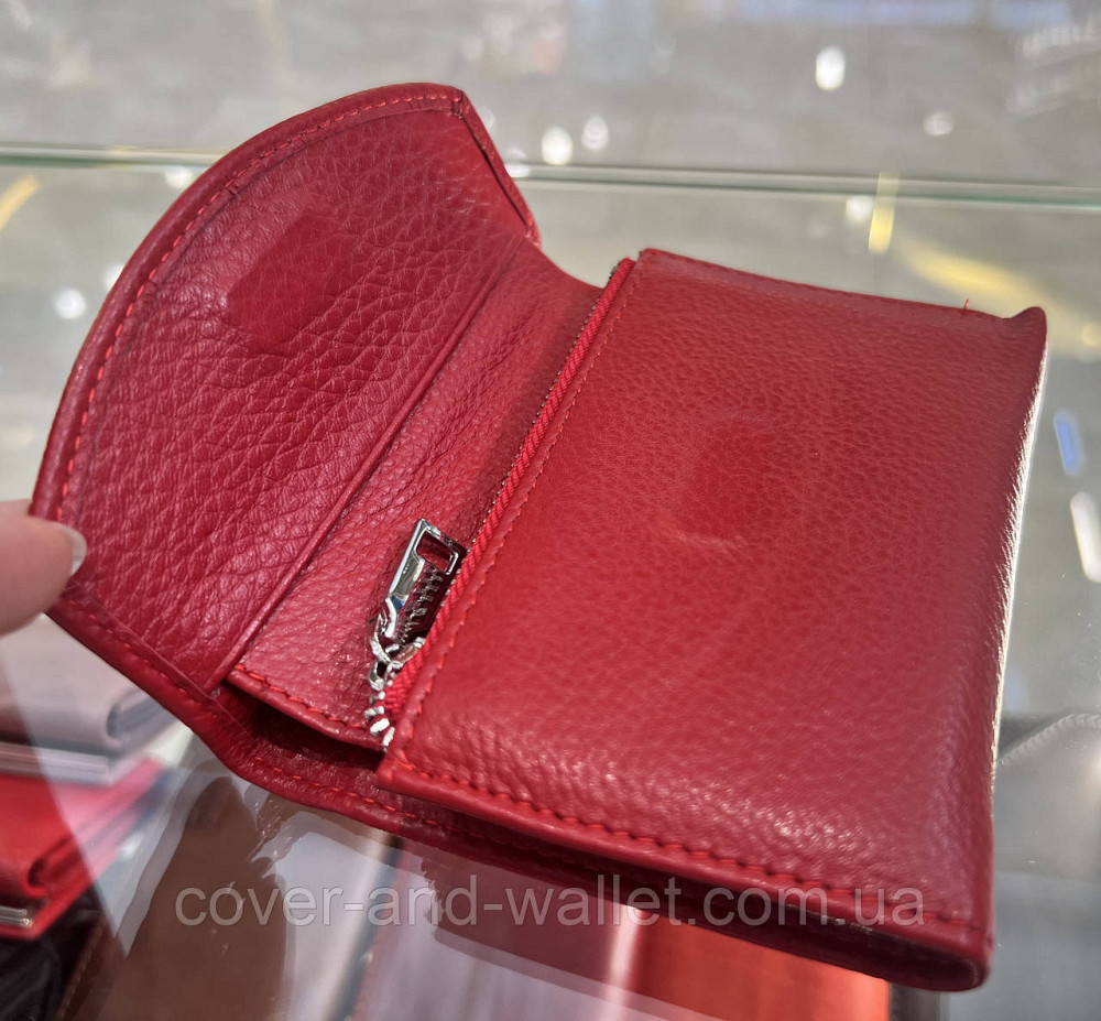 Маленький женский кожаный кошелек красного цвета на магнитах Helen Verde Киев - изображение 18