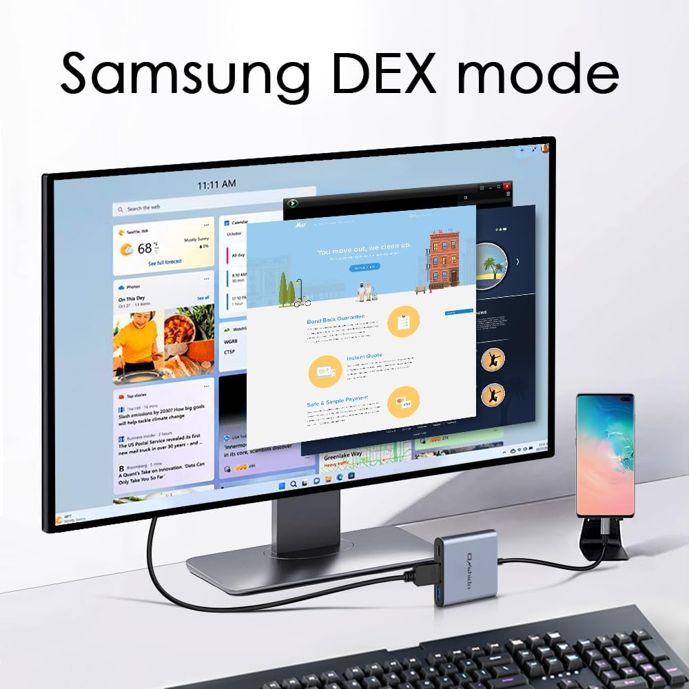 Портативна док-станція Onshida 3в1 USB-C HDMI адаптер 4K 100W для Nintendo Switch MacBook сірий Київ - фото 7