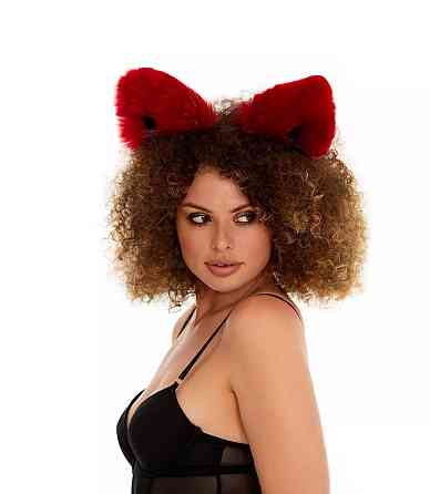 Меховые ушки кошки двухцветные: Темно-красный, белый OKOVA Sex Aura Киев