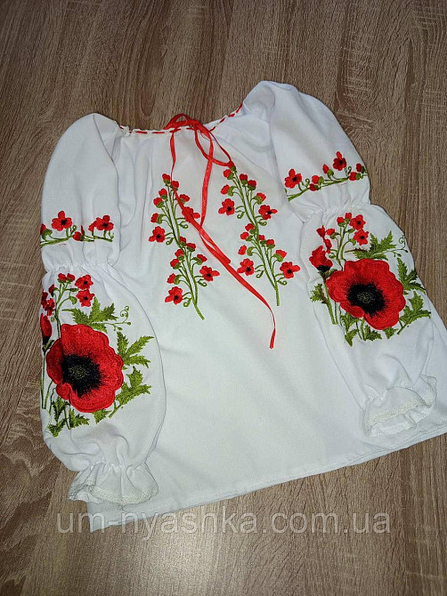 Вышиванка бело-красная с маками для девочки Кривой Рог - изображение 8