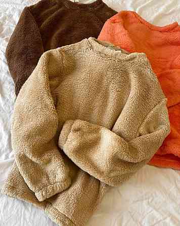 Жіноча тепла затишна піжама-трійка з турецької двосторонньої махри Капучино, 42/44 Одеса