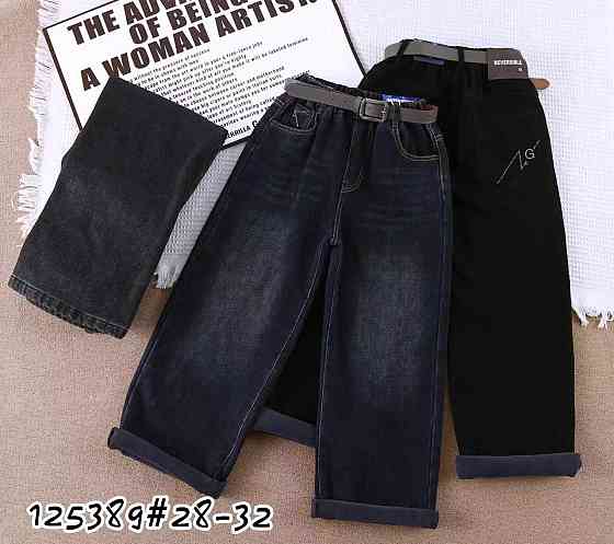 Джинсы широкие скейтеры для мальчика темно-синие теплые на флисе на 10,11,12,13 лет Николаев