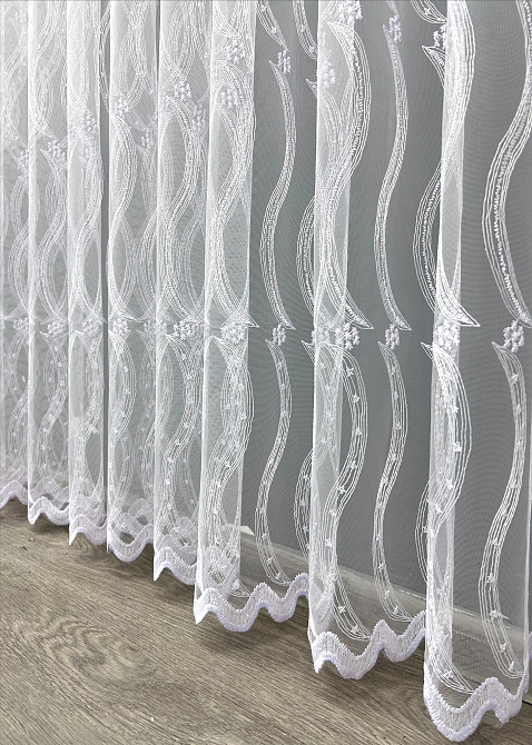 Тюль VR-Textil 2016т Фатин с вышивкой и люрексом Холодный белый 300х270 см (42-1141) Киев - изображение 8