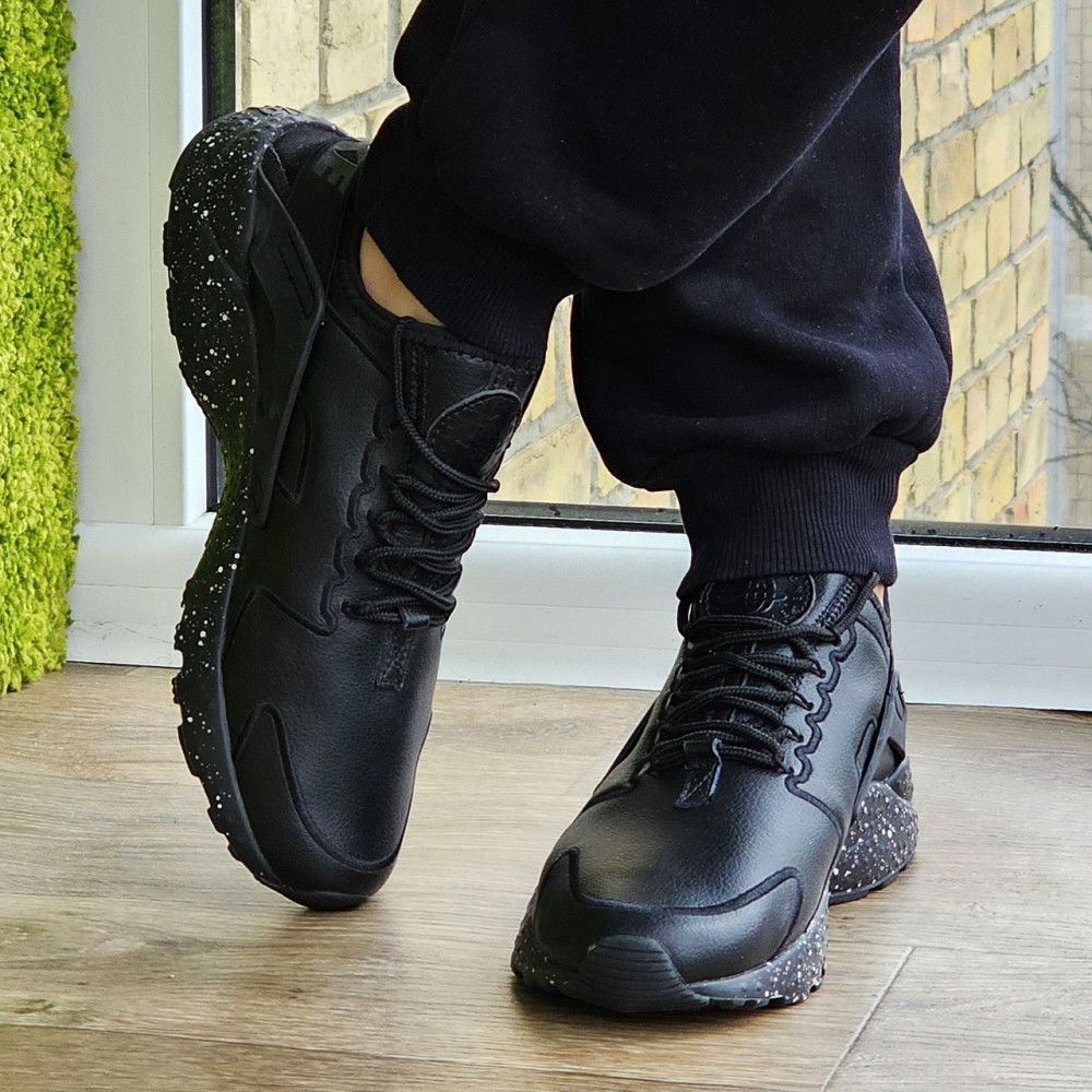 Мужские Чёрные Кроссовки Nike Huarache Кожаные Найк (размеры: 41,42,43,44,45) Видео Обзор Днепр - изображение 8