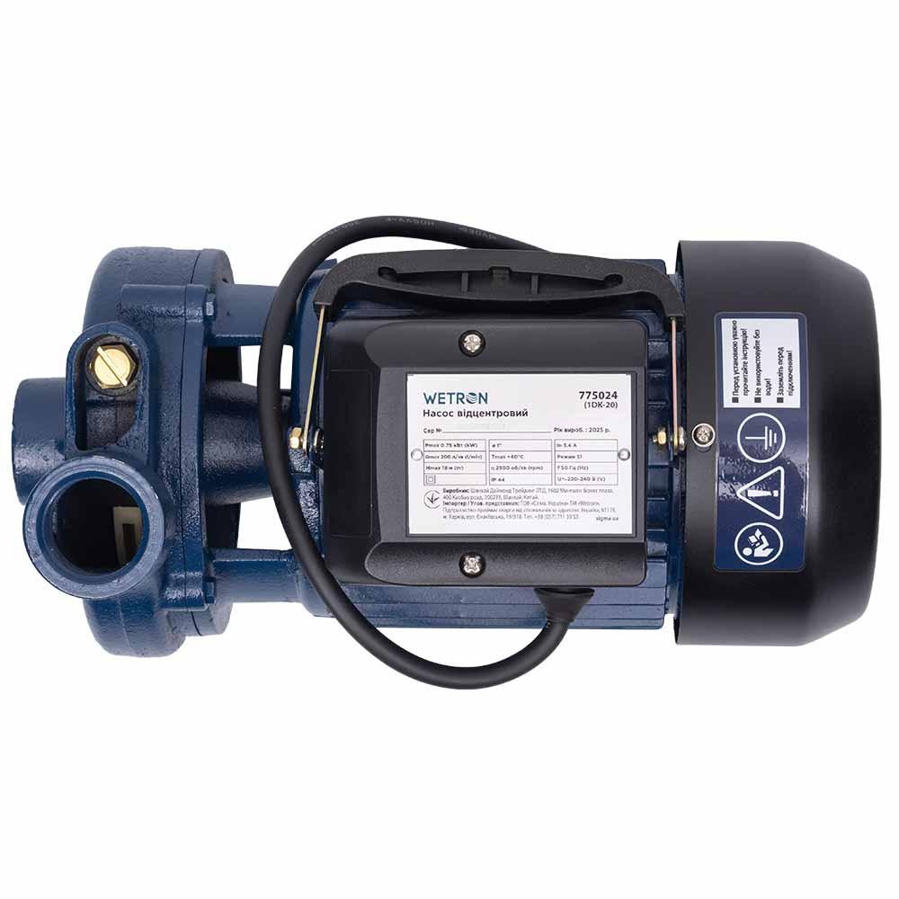 Насос відцентровий 0.75кВт Hmax 18м Qmax 200л/хв WETRON 1DK-20 (775024) Рівне - фото 6