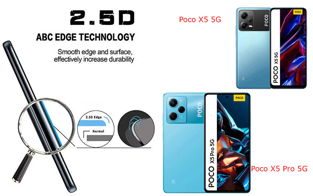 Захисне скло ArmorGlass для Poco X5 5G, Poco X5 Pro 5G – стійке до подряпин та ударів Київ - фото 2