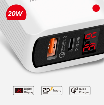 СЗУ Сетевое зарядное устройство PD PKG034, 2*USB, QC3.0, 25W, LED Днепр