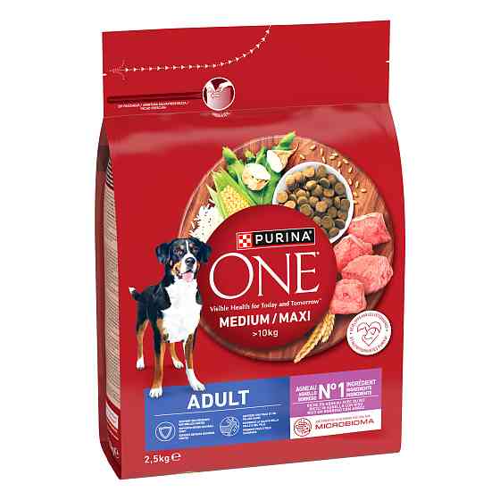 Сухой корм PURINA ONE MedMax для взрослых собак средних и крупных пород >10 кг, с ягненком и рисом, 2.5 кг Киев