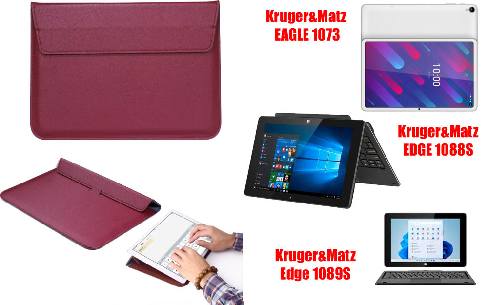 Чохол-конверт VitoCase для Kruger&Matz EAGLE 1073, EDGE 1088S, Edge 1089S, з функцією підставки для планшета Бордовий Київ - фото 1