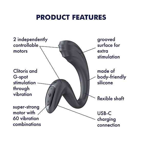 Вагинально-клиторальный вибратор Satisfyer G for Goddess 3 Dark Grey, 2 мотора Sex Aura Киев