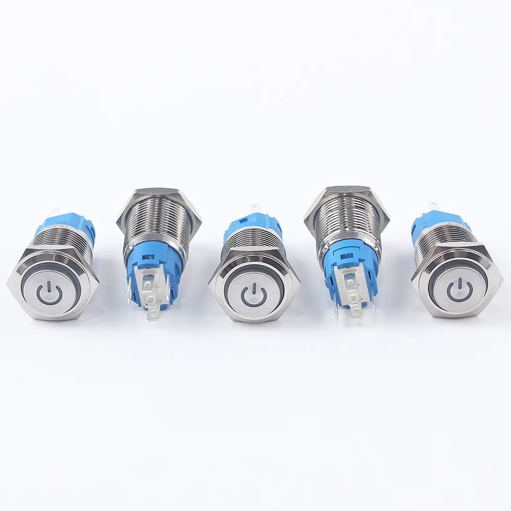 Кнопка з підсвіткою 16 мм зелений LED, 12-24В 5 pin 16K-11D, вимикач для електроланцюгів Київ - фото 8