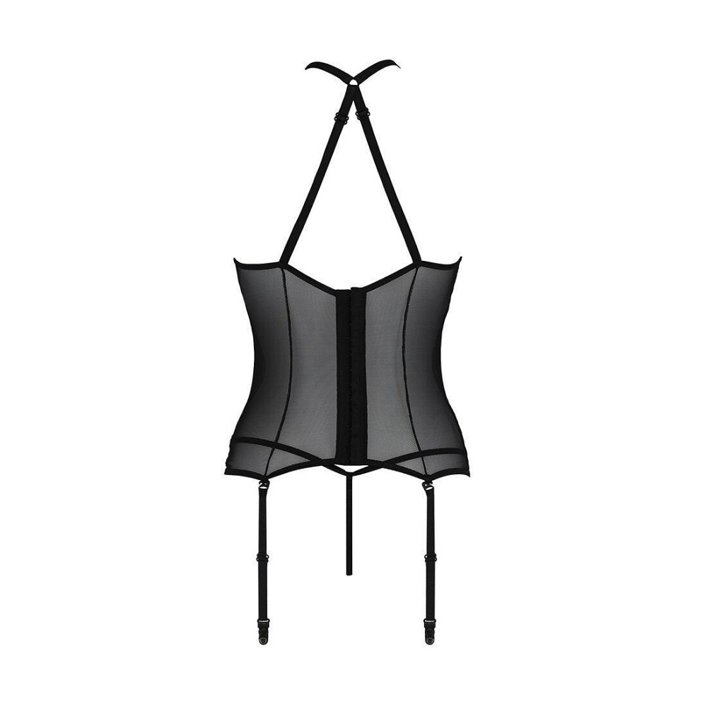 Корсет з пажами Passion SATARA CORSET S/M black, стрінги, мереживо, застібки спереду та ззаду Sex Aura Київ - фото 4