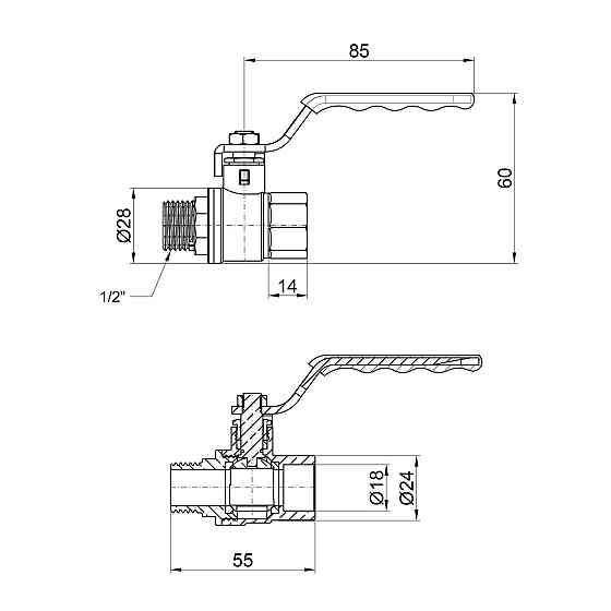 Кран кульовий Thermo Alliance Standart 1/2" ВН для води (важіль) SD605NW15PN40 Київ