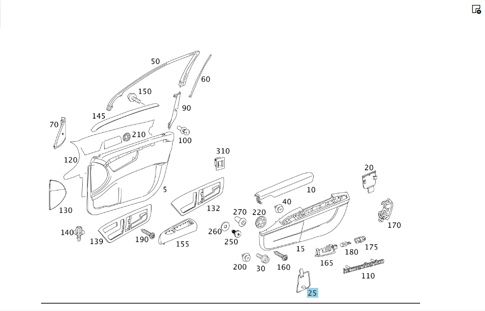 Mercedes-Benz  A2217270648 7376 Заглушка кишені карти передніх правих дверей сіра S-class short W221 S-class long V221 Одеса - фото 2