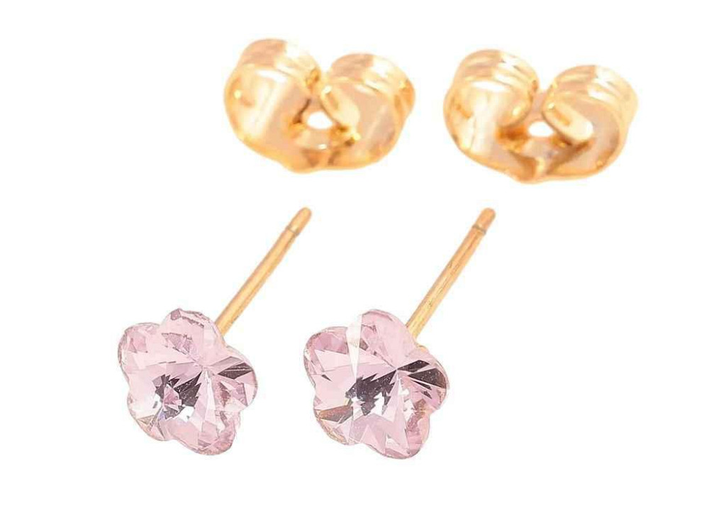 Серьги пусеты позолота 18K «Сиреневые хрустальные цветочки» 281857 ТМ XUPING Киев - изображение 1