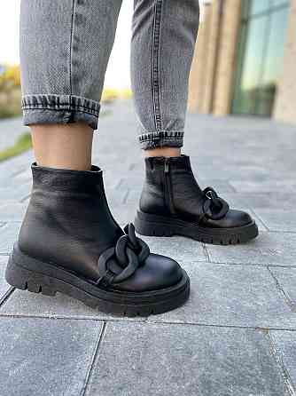 Женские черевики 032 черные натуральная кожа высота 14см подошва 3см размер 36-40 (4816) Коломыя