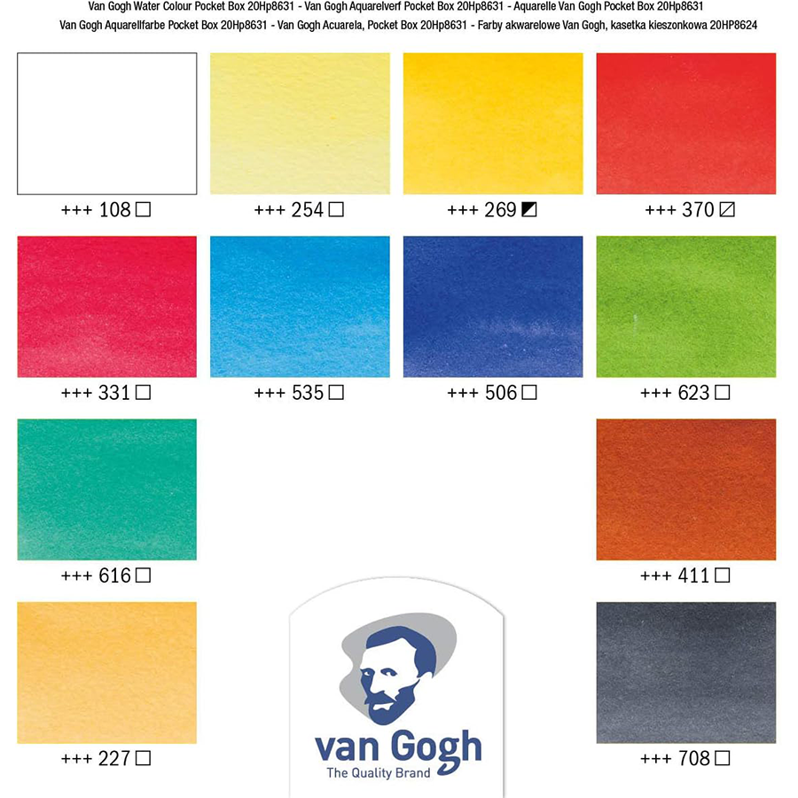 Набор акварельных красок VAN GOGH Pocket box 12 кювет+кисть Royal Talens Киев - изображение 2
