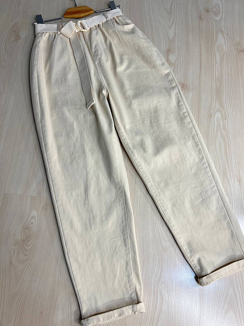 Джинси жіночі A-N 25072 MOM банани талія на резинці з ременем молочні, молочний, L, L, 85 см, 112 см Київ - фото 5