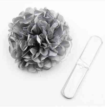 Помпон бумажный для праздника 15 см серебристый Киев