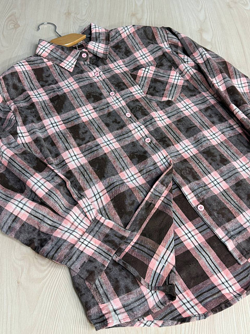 Сорочка жіноча YZY 7765 в клітинку оверсайз широка варена, коричневий, one size Київ - фото 4