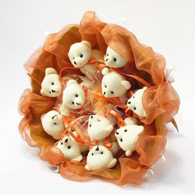 Букет з м'яких іграшок 11 ведмедиків 5283IT теракотовий Вінниця - фото 4