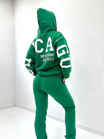 Спортивний костюм на флісі "Chicago" оптом | Батал | Розпродаж моделі Зелений, 50-52 Київ