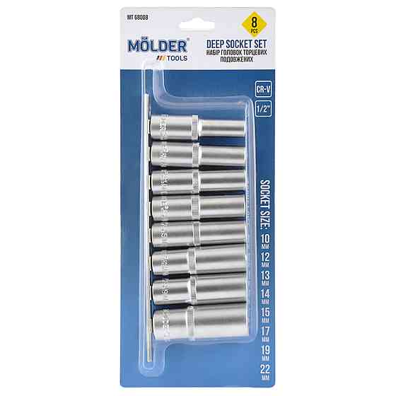 Набір головок торцевих подовжених на планці Molder 1/2" 72T CR-V 10-22мм 8шт Киев