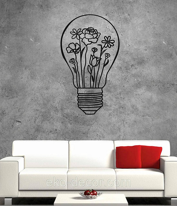 Декоративне настінне Панно «Лампочка» Декор на стіну 90*53 см, Чорний Київ - фото 6