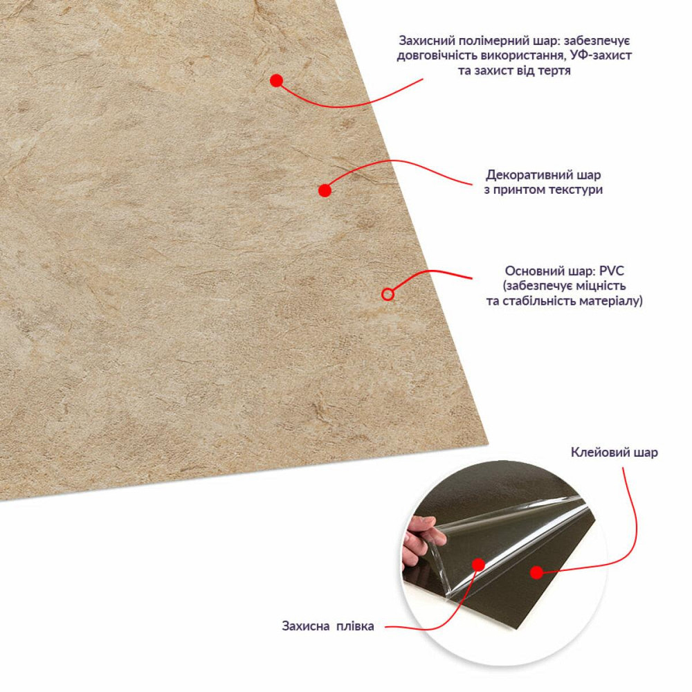 Самоклеящаяся LVT плитка 457х457х1.5мм (D) SW-00002463 Днепр - изображение 4