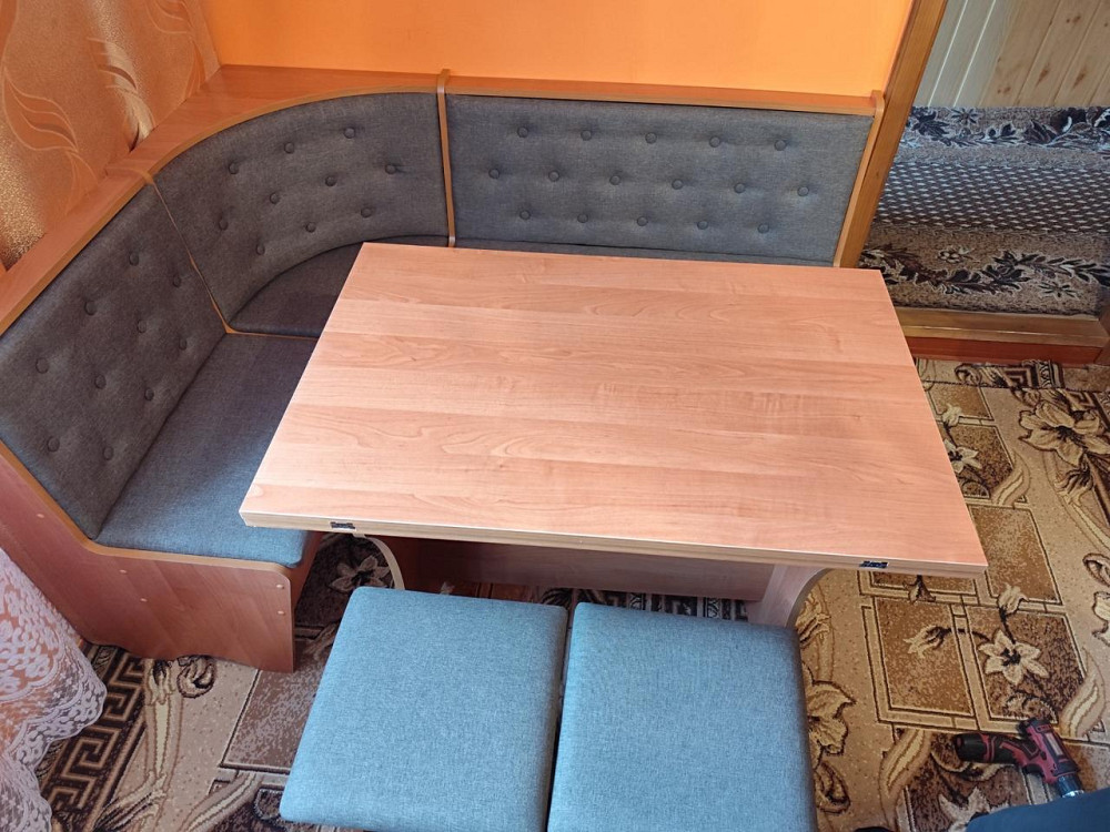 Сімейний м'який кухонний куточок 114 см х 154 см - Вільха (Куток+стіл+2 табуретки) Львів - фото 4