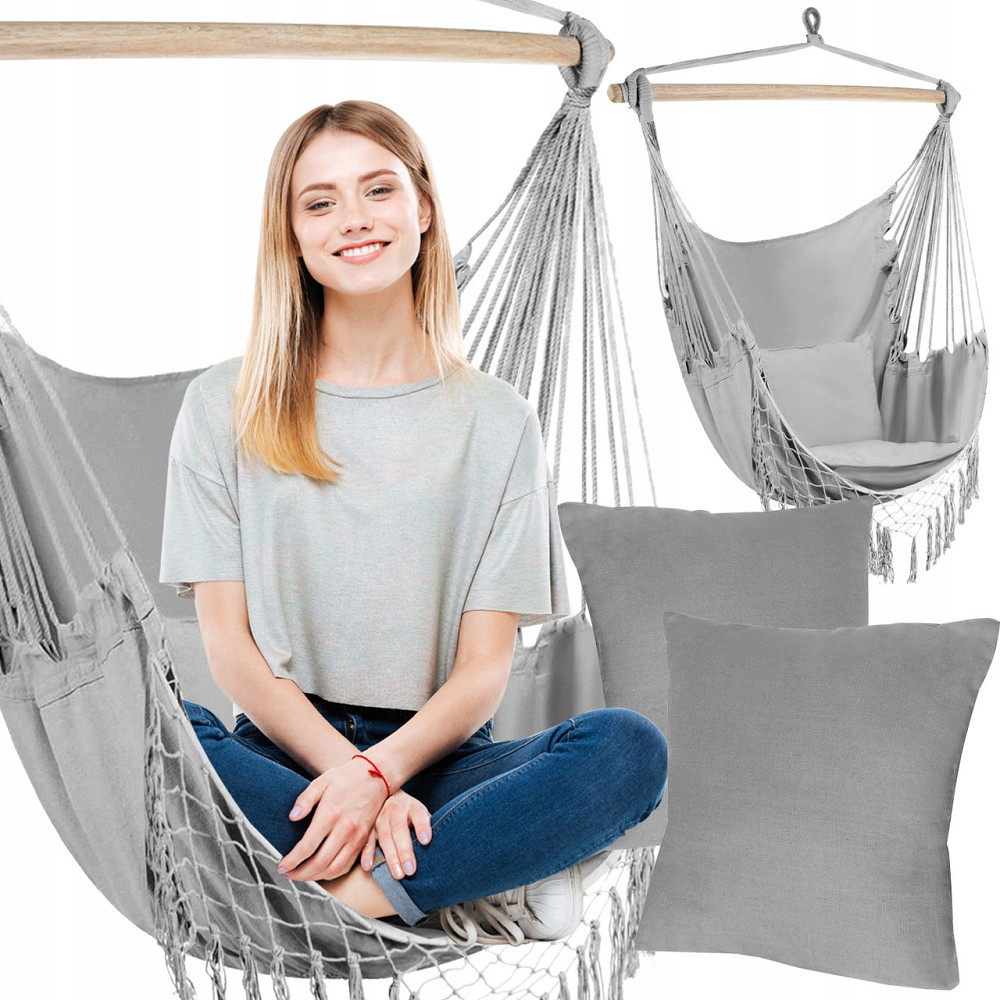 Подвесное Кресло - гамак бразильский с 2 подушками Gardlov (23671) Серый Нововолынск - изображение 1