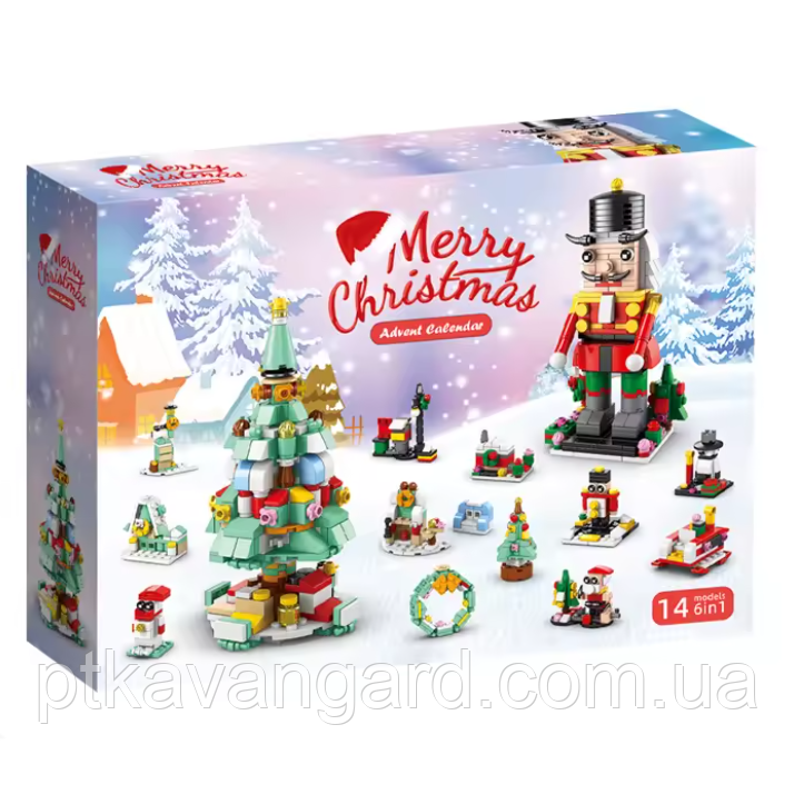 Новогодний адвент календарь конструктор рождественский ёлка и шелкунчик 583 детали, 6в1, 12 окошек 8972-3 Хмельницкий - изображение 4