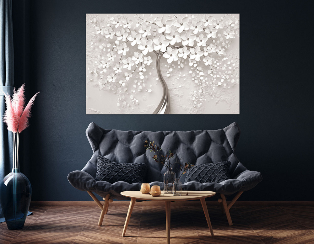 Картина холст в гостиную / спальню  Дерево білі квіти    MLP_15 70x140 см Киев - изображение 4