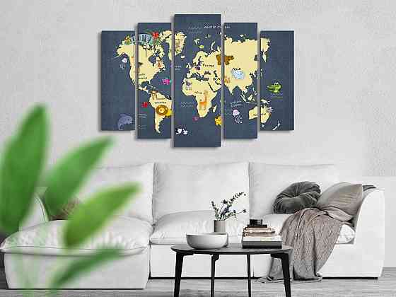 Модульна картина в дитячу Карта світу Art-409_5 ( 80х118см ) Київ