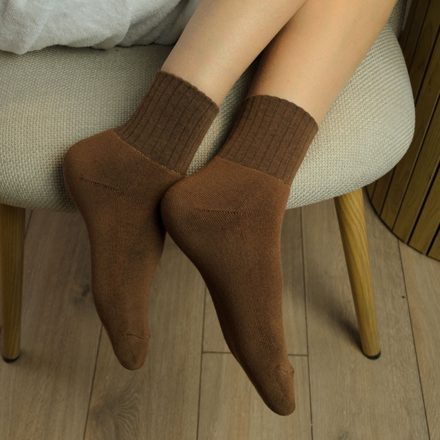 Теплые носки женские классические с широкой резинкой однотонные GM Textile Высокие 36-41 Коричневый Сумы - изображение 1