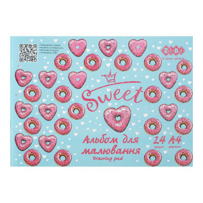 Альбом для малювання ZiBi Kids Line DONUTS А4 24 арк., 120 г/м2, на скобі, рожевий (ZB.1432-10) Вінниця - фото 1
